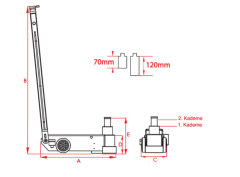 2 Kademeli 40-20 Ton Hidropnömatik Kriko