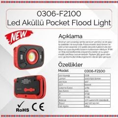 Brio Led Akülü Lamba Flood Lıght 1000L