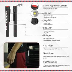 Brio Led Akülü Lamba Pen Lıght 7+1