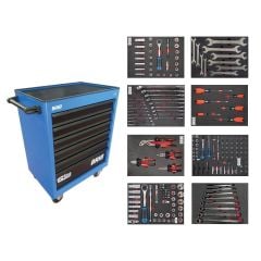 Brio Hareketli Takım Dolabı 6 Çekmece Pro 239 Parça Mavi Dolu