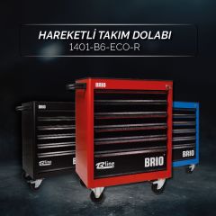 Brio Hareketli Takım Dolabı 6 Çekmece Eco 74 Parça Kırmızı Dolu
