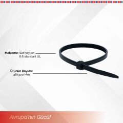 Brio Kablo Cırt Kelepçe Siyah 48X300 Mm 100 Lük