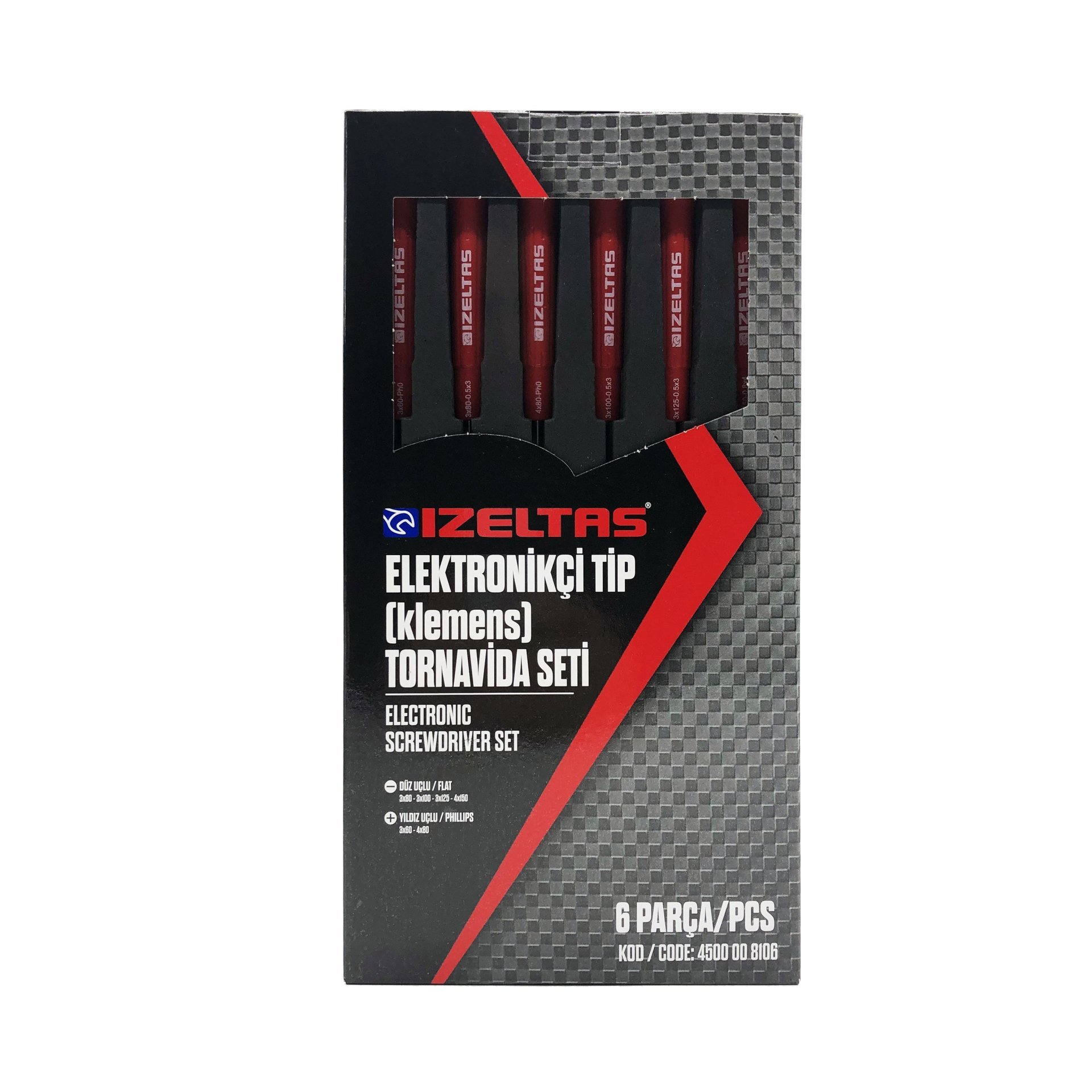 İzeltaş 4500 00 8106 Elektronikçi Tip Klemens Tornavida Seti 6 Parça