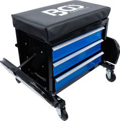 Tamirci Sandalyesi 3 Gözlü Çekmeceli 2 Raflı Tekerlekli Çalışma Sandalyesi