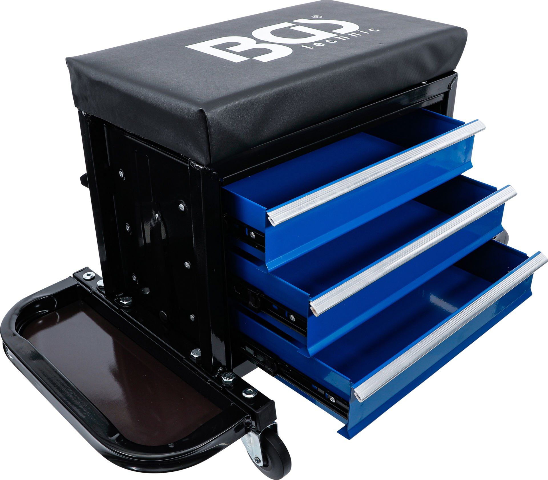 Tamirci Sandalyesi 3 Gözlü Çekmeceli 2 Raflı Tekerlekli Çalışma Sandalyesi