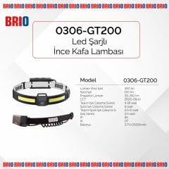 Brio Led Şarjlı İnce Kafa Lambası 45Olm