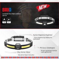 Brio Led Şarjlı İnce Kafa Lambası 45Olm