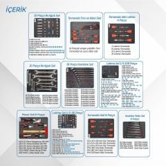 Brio Hareketli Takım Dolabı 6 Çekmece 2022 Seri 259 Parça Mavi Dolu