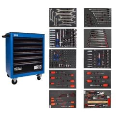 Brio Hareketli Takım Dolabı 6 Çekmece 2022 Seri 259 Parça Mavi Dolu