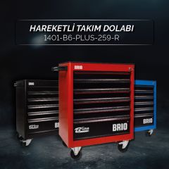 Brio Hareketli Takım Dolabı 6 Çekmece 2022 Seri 259 Parça Kırmızı Dolu