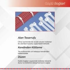 Brio Kablo Cırt Kelepçe Beyaz 48X300 Mm 100 Lük