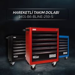 Brio Hareketli Takım Dolabı 6 Çekmece Bline 259 Parça Siyah Dolu