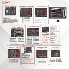 Brio Hareketli Takım Dolabı 6 Çekmece Xl 256 Parça Kırmızı Dolu