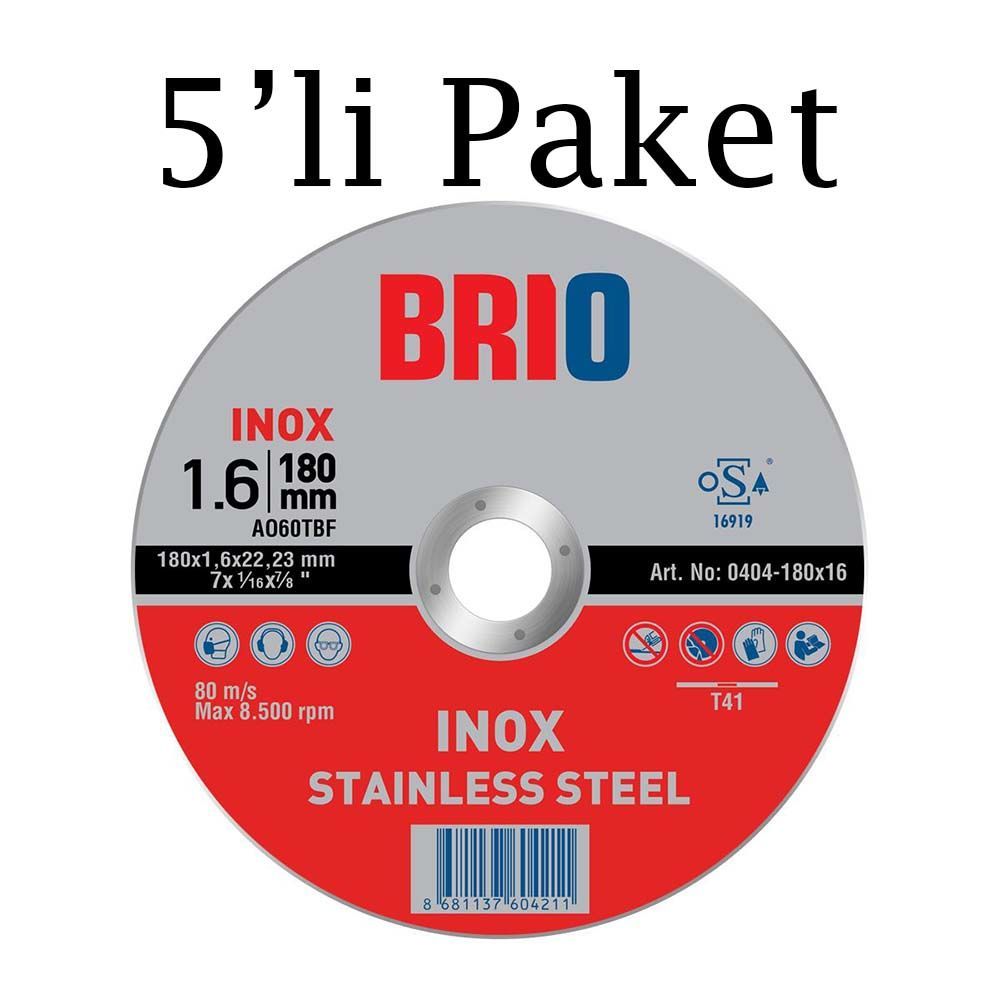Brio Kesme Taşı 180X16 Inox 5'li Paket