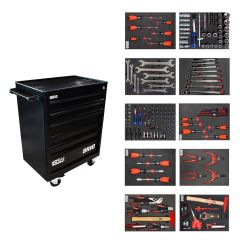 Brio Hareketli Takım Dolabı 6 Çekmece New 233 Parça Siyah Dolu