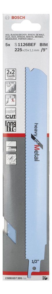 Bosch Heavy Serisi Metal için Panter Testere Bıçağı S 1126 BEF - 5'li