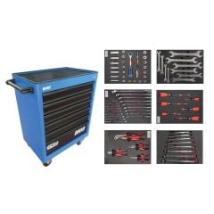 Brio Hareketli Takım Dolabı 6 Çekmece Eco 74 Parça Mavi Dolu