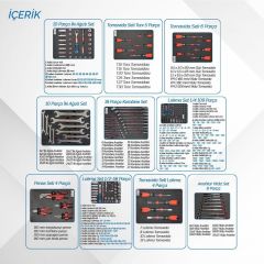 Brio Hareketli Takım Dolabı 6 Çekmece Pro Plus 248 Parça Mavi Dolu