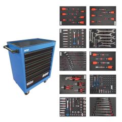 Brio Hareketli Takım Dolabı 6 Çekmece Pro Plus 248 Parça Mavi Dolu