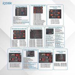Brio Hareketli Takım Dolabı 6 Çekmece Pro Ss 258 Parça Mavi Dolu