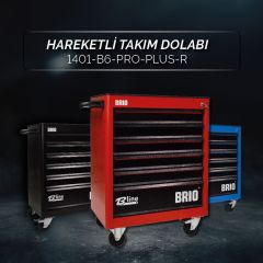 Brio Hareketli Takım Dolabı 6 Çekmece Pro Plus 248 Parça Kırmızı Dolu