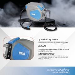 Brio Hava Hortumu Makaralı 15 M