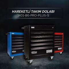 Brio Hareketli Takım Dolabı 6 Çekmece Pro Plus 248 Parça Siyah Dolu