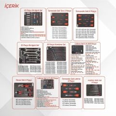 Brio Hareketli Takım Dolabı 6 Çekmece Pro Plus 248 Parça Siyah Dolu