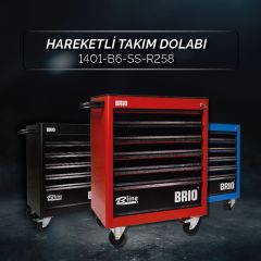 Brio Hareketli Takım Dolabı 6 Çekmece Pro Ss 258 Parça Kırmızı Dolu