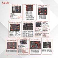 Brio Hareketli Takım Dolabı 6 Çekmece Pro Ss 258 Parça Kırmızı Dolu