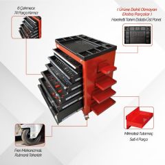 Brio Hareketli Takım Dolabı 6 Çekmece Eco 74 Parça Siyah Dolu
