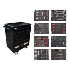 Brio Hareketli Takım Dolabı 6 Çekmece Pro 239 Parça Siyah Dolu