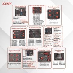 Brio Hareketli Takım Dolabı 6 Çekmece Pro SS 258 Parça Siyah Dolu